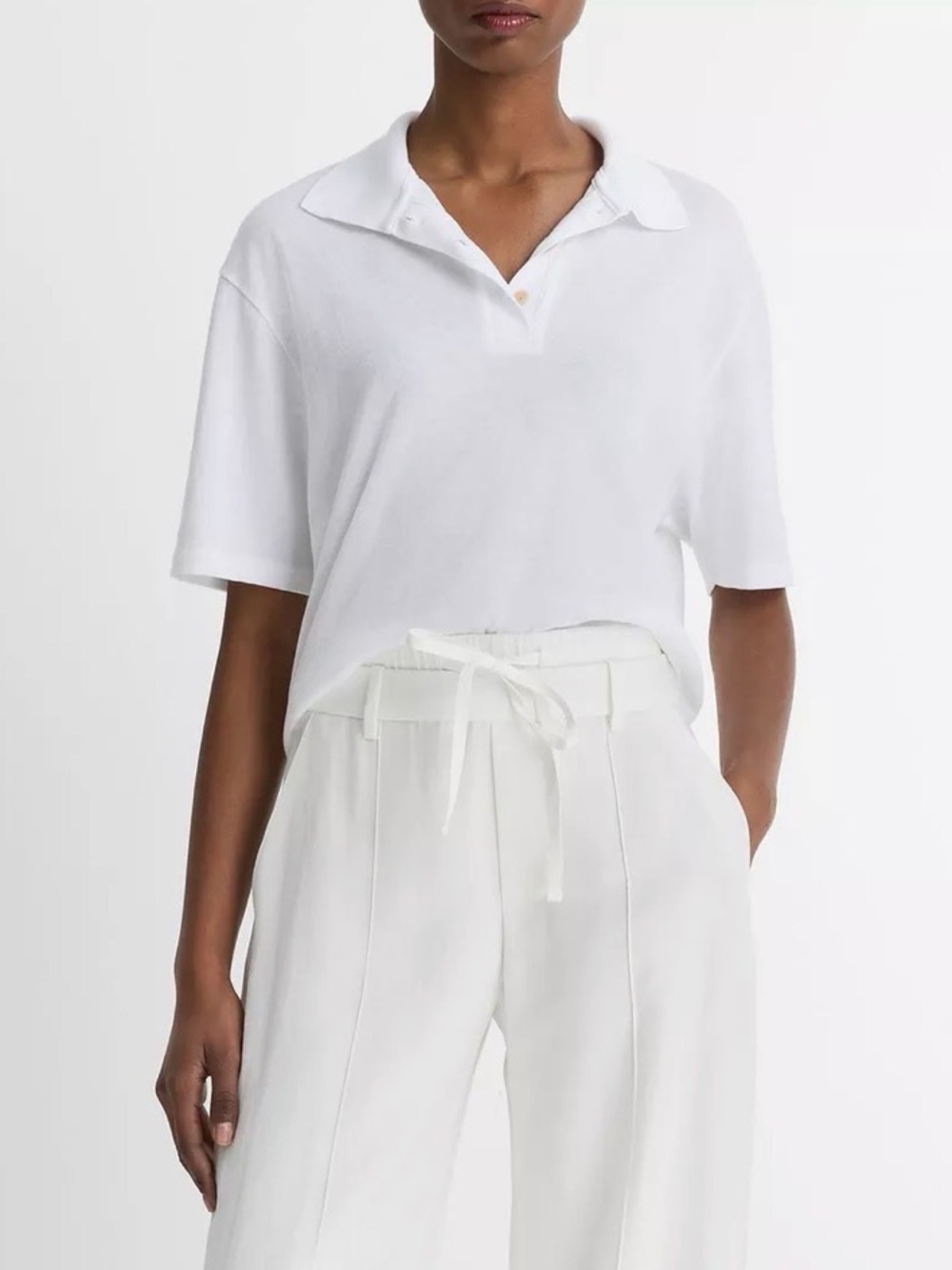 NWT Vince Easy Cotton Polo Shirt, White Size XL